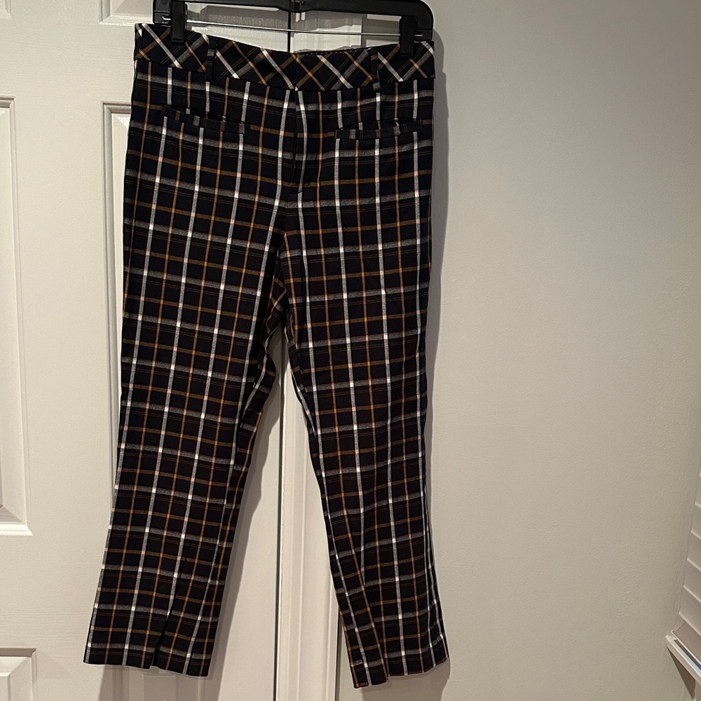 Anthropologie plaid cropped trousers in Black and Brown